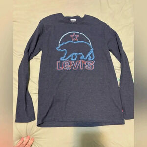 Levi's Men's Long Sleeve Bear Logo Blue Thermal Long Sleeve Shirt Sz Medium